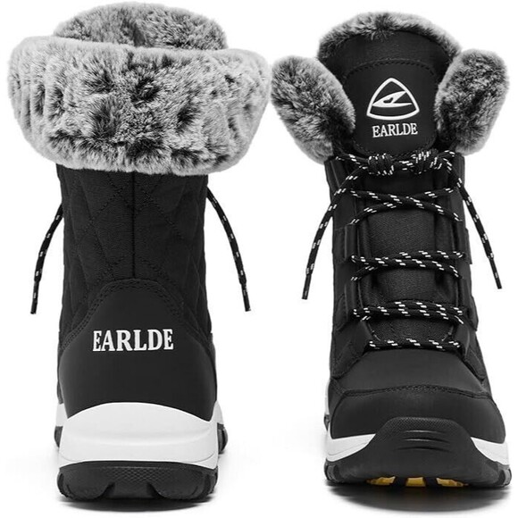 Women’s Snow Boot With Waterproof Lace Up Mid-Calf Outdoor Winter Deep 8.5 - Picture 4 of 6